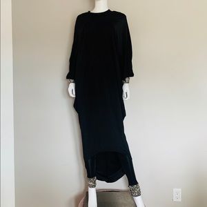 Black slinky kaftan Abaya with Embellishments